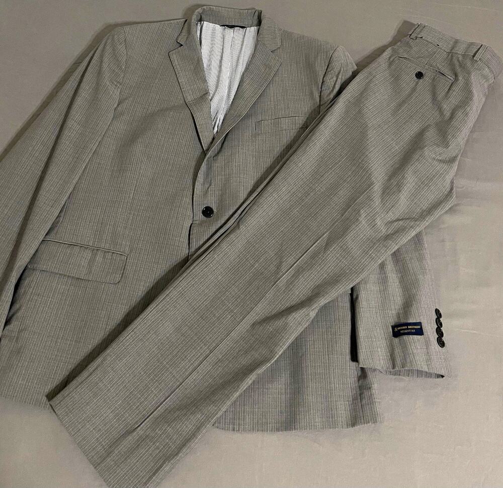 NWT Brooks Brothers Explorer Suit 46R 38x30 Gray Regent Fit Wool Italy Basted